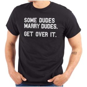 Brisco Brands Some Dudes Get Married LGBTQ Pride Mens Graphic T Shirt Tees(Black)