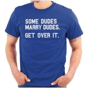 Brisco Brands Some Dudes Get Married LGBTQ Pride Mens Graphic T Shirt Tees(Royal)