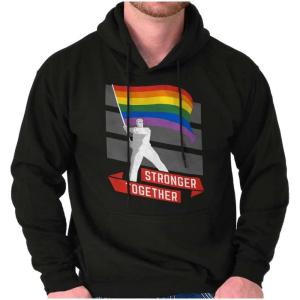 Brisco Brands Stronger Together Gay Pride Flag Hoodie Sweatshirt Women Men(Black)