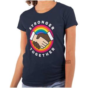 Brisco Brands Stronger Together Social Justice Womens Slim Fit Graphic Tee(Navy)