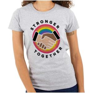 Brisco Brands Stronger Together Social Justice Womens Slim Fit Graphic Tee(Sport Grey)