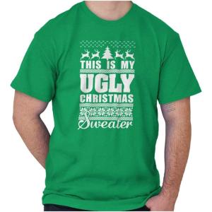 Brisco Brands This is My Ugly Christmas Sweater Graphic T Shirt Men or Women(Irish Green)