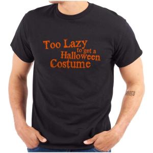 Brisco Brands Too Lazy Ironic Halloween Costume Graphic T Shirt Men or Women(Black)