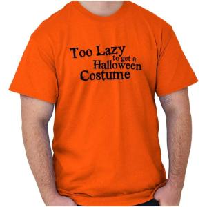 Brisco Brands Too Lazy Ironic Halloween Costume Graphic T Shirt Men or Women(Orange)