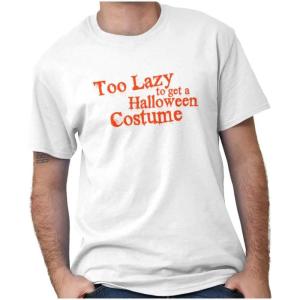 Brisco Brands Too Lazy Ironic Halloween Costume Graphic T Shirt Men or Women(White)