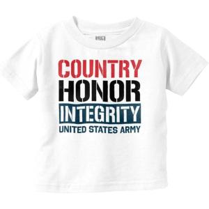Brisco Brands US Army Patriotic Proud American Toddler Boy Girl T Shirt(White)