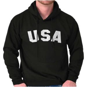 Brisco Brands United States of America USA Patriot Hoodie Sweatshirt Women Men(Black)
