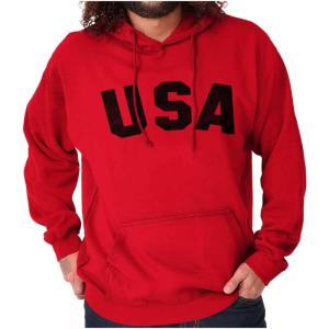 Brisco Brands United States of America USA Patriot Hoodie Sweatshirt Women Men(Red)
