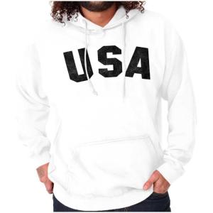 Brisco Brands United States of America USA Patriot Hoodie Sweatshirt Women Men(White)
