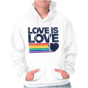 Brisco Brands Vintage Love is Love Rainbow Heart Hoodie Sweatshirt Women Men(White)