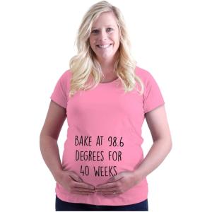 Brisco Brands Womens Maternity Bake at 98.6 Degrees for 40 Weeks T Shirt Tee(Pink)