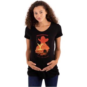 Brisco Brands Womens Maternity Y Yellowstone Cowboy Wear The Brand T Shirt Tee(Black)
