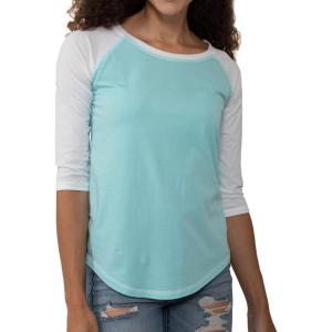 Brisco Brands Womens Raglan Tee Juniors 3/4 Sleeve Baseball T-Shirt(Aqua/White)