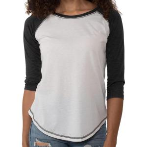 Brisco Brands Womens Raglan Tee Juniors 3/4 Sleeve Baseball T-Shirt(White/Black)