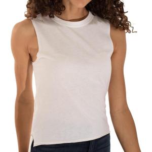 Brisco Brands Womens Sleeveless Muscle Tee Juniors Basic Crewneck Tank Top(White)
