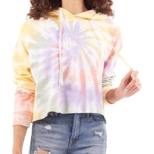 Brisco Brands Womens Tie Dye Crop Hoodie Colorful Spiral Fleece Drawstring Hooded Pullover Sweatshirt(Vacation Vibes)