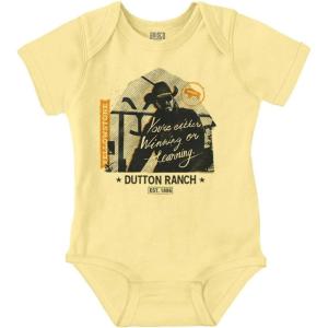 Brisco Brands Yellowstone Cowboy Winning or Losing Baby Romper Boys or Girls(Banana)
