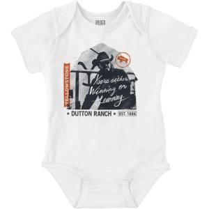 Brisco Brands Yellowstone Cowboy Winning or Losing Baby Romper Boys or Girls(White)