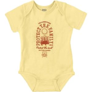 Brisco Brands Yellowstone Protect the Land Buffalo Baby Romper Boys or Girls(Banana)