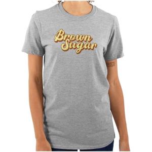 Brown Sugar Cute Black Girl Pride Womens Graphic T Shirt Tees(Sport Grey)