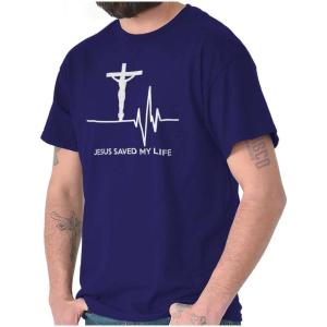 Christian Strong Jesus Saved My Life Crucifix Graphic T Shirt Men or Women(Purple)