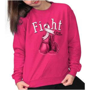 Classic Teaze Fight Boxing Breast Cancer Warrior Women Crewneck Sweatshirt(Heliconia)