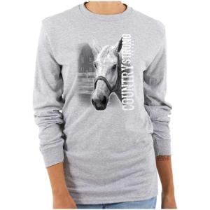 Country Strong Rodeo Western Cowgirl Women’s Long Sleeve T Shirt(Sport Grey)