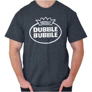 Distressed Dubble Bubble Retro Double Graphic T Shirt Men or Women(Heather Navy)