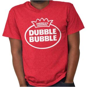 Distressed Dubble Bubble Retro Double Graphic T Shirt Men or Women(Heather Red)