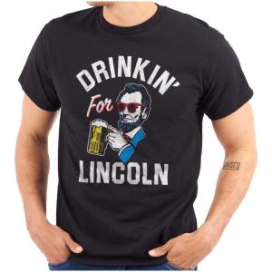 Drinkin Lincoln Funny Beer Drinking Graphic T Shirt Men or Women(Black)