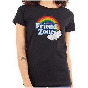 Friend Zone Funny LGBTQ Cute Rainbow Womens Slim Fit Graphic Tee(Black)