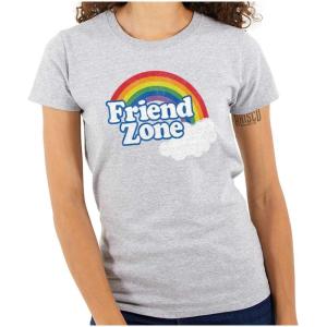 Friend Zone Funny LGBTQ Cute Rainbow Womens Slim Fit Graphic Tee(Sport Grey)
