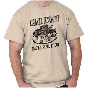 Funny Camel Towing Services Joke Mens Graphic T Shirt Tees(Sand)