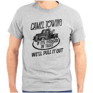 Funny Camel Towing Services Joke Mens Graphic T Shirt Tees(Sport Grey)