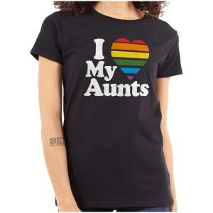 I Love My Aunts LGBTQ Gay Pride Womens Slim Fit Graphic Tee(Black)