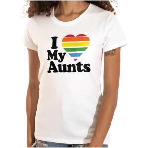 I Love My Aunts LGBTQ Gay Pride Womens Slim Fit Graphic Tee(White)