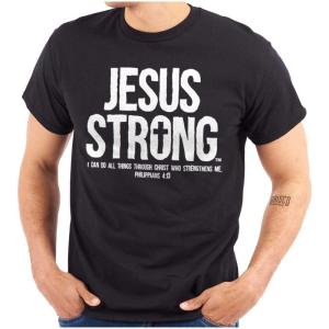 Jesus Strong Philippians 4:13 Bible Graphic T Shirt Men or Women(Black)