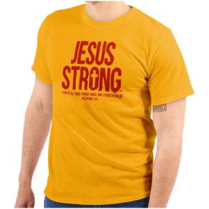 Jesus Strong Philippians 4:13 Bible Graphic T Shirt Men or Women(Gold)