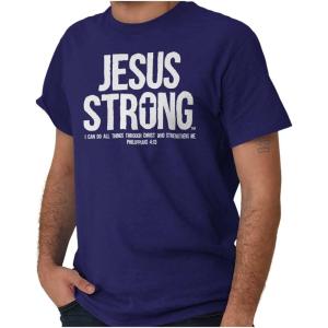 Jesus Strong Philippians 4:13 Bible Graphic T Shirt Men or Women(Purple)