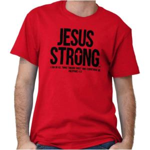 Jesus Strong Philippians 4:13 Bible Graphic T Shirt Men or Women(Red)