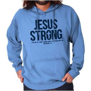 Jesus Strong Philippians 4:13 Bible Hoodie Sweatshirt Women Men(Carolina Blue)