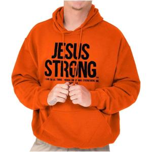 Jesus Strong Philippians 4:13 Bible Hoodie Sweatshirt Women Men(Orange)