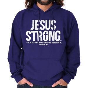 Jesus Strong Philippians 4:13 Bible Hoodie Sweatshirt Women Men(Purple)