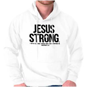 Jesus Strong Philippians 4:13 Bible Hoodie Sweatshirt Women Men(White)