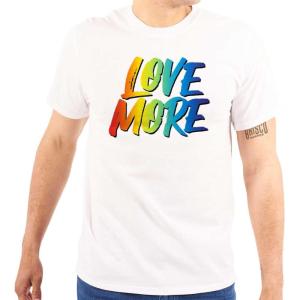 Love More LGBT Gay Pride Rainbow Graphic T Shirt Men or Women(White)