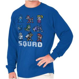 Mega Man Squad Goals Game Characters Long Sleeve Tshirt Men Women(Royal)