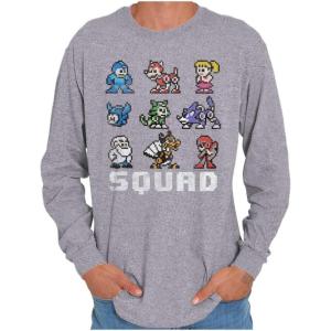 Mega Man Squad Goals Game Characters Long Sleeve Tshirt Men Women(Sport Grey)