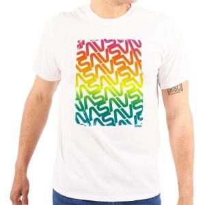 NASA Worm Logo Rainbow Gradient Graphic T Shirt Men or Women(White)