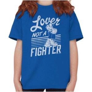 Popeye The Sailor Loves Not a Fighter Crewneck T Shirts Boy Girl(Heather Royal)