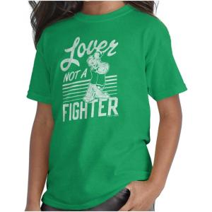 Popeye The Sailor Loves Not a Fighter Crewneck T Shirts Boy Girl(Irish Green)